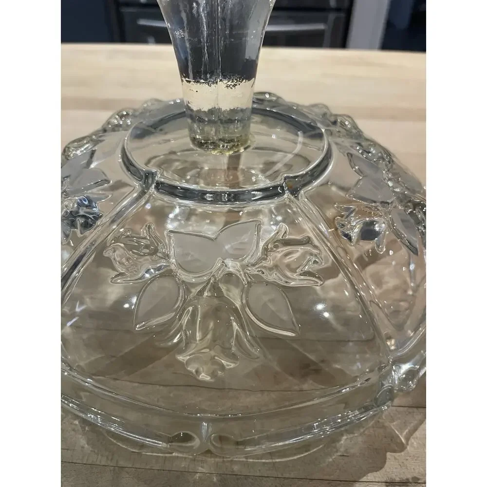 Vtg MIKASA Clear Crystal Rose Heavy Solid Pedestal Candy Bon Bon Dish Compote